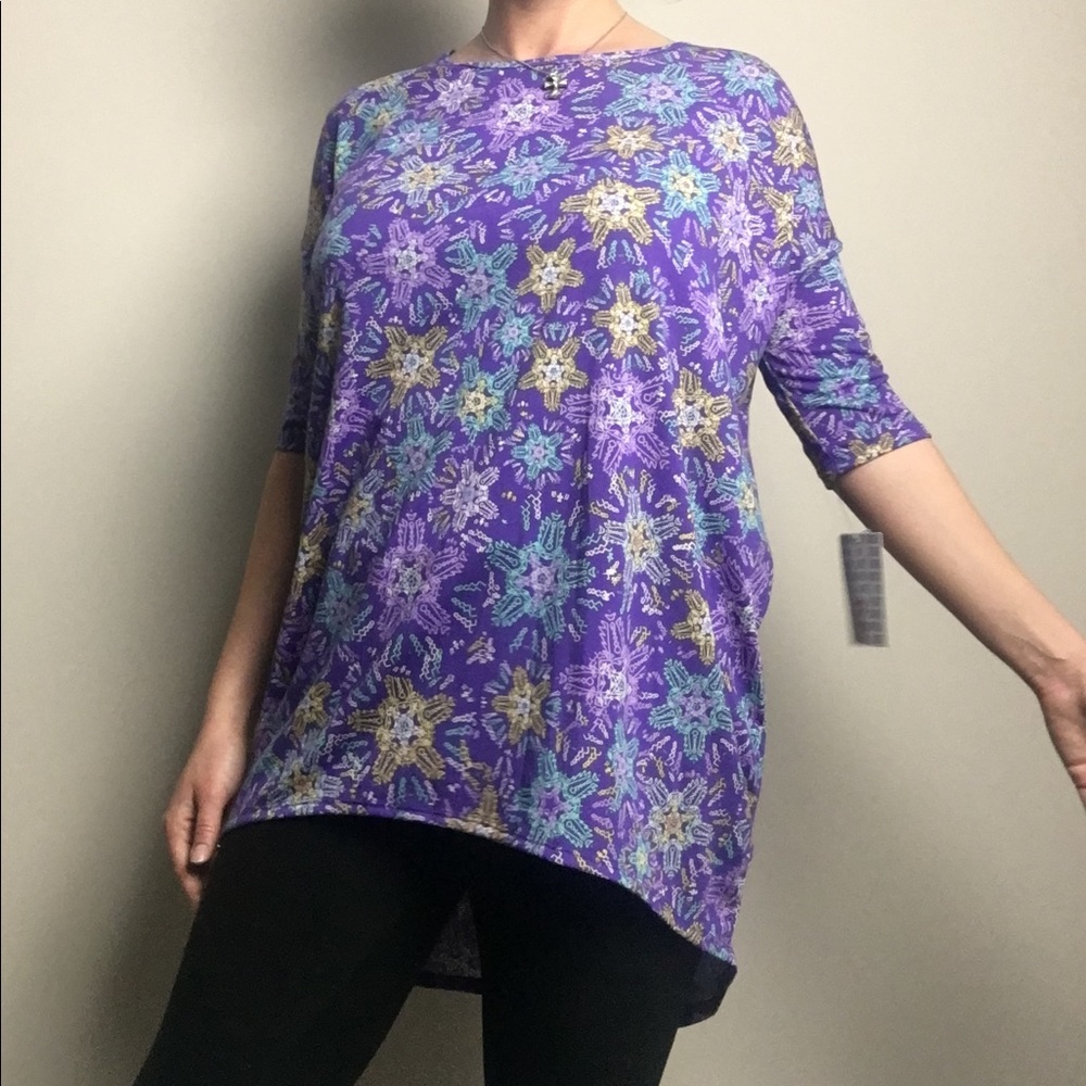 LuLaRoe S Irma with snowflake print